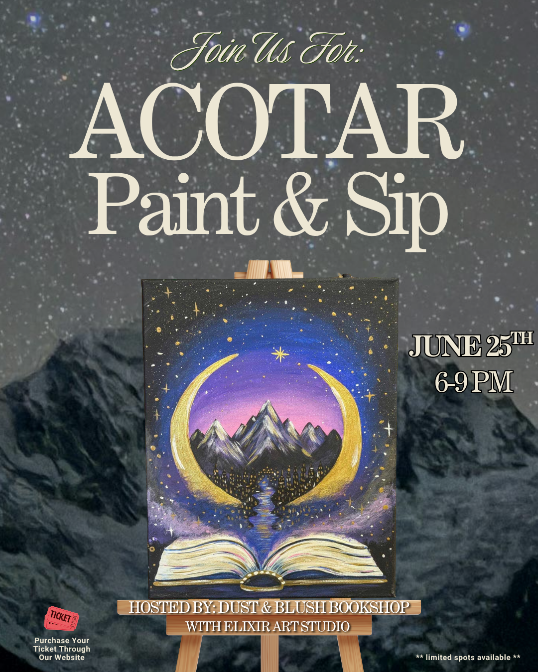ACOTAR Paint & Sip hosted by Dust & Blush Bookshop (In-Person Event)