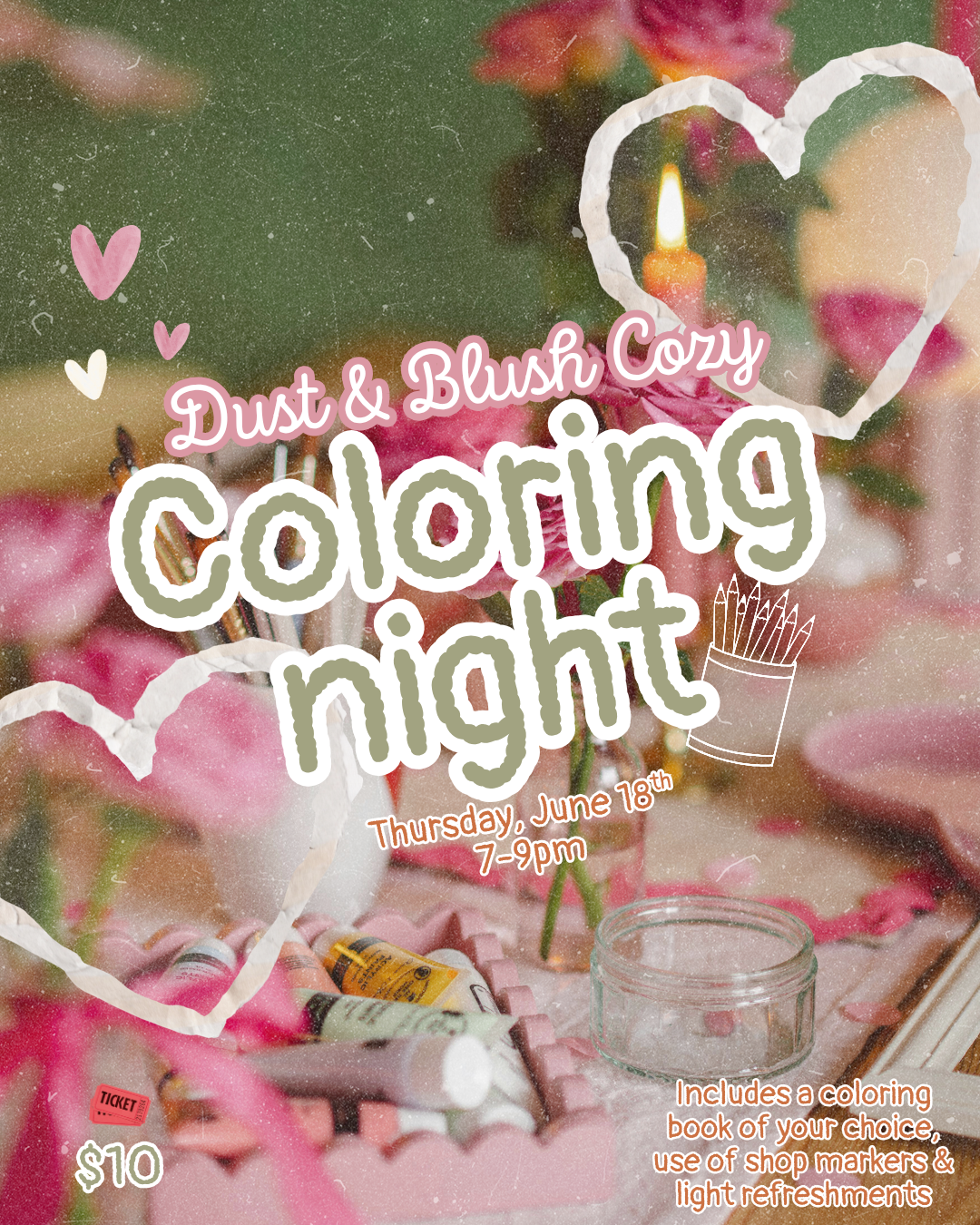 Cozy Coloring Night at Dust & Blush Bookshop