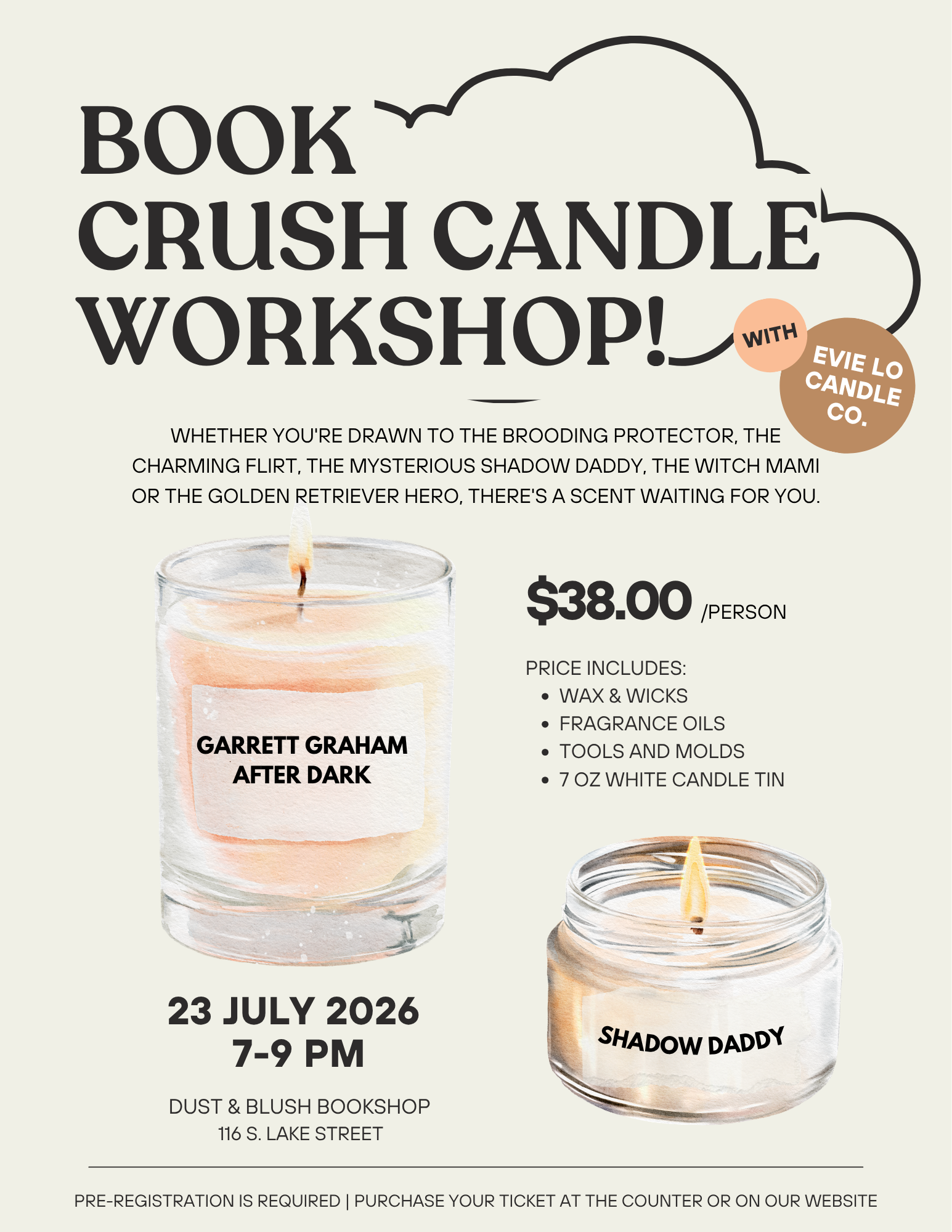 Book Crush Candle Making at Dust & Blush Bookshop