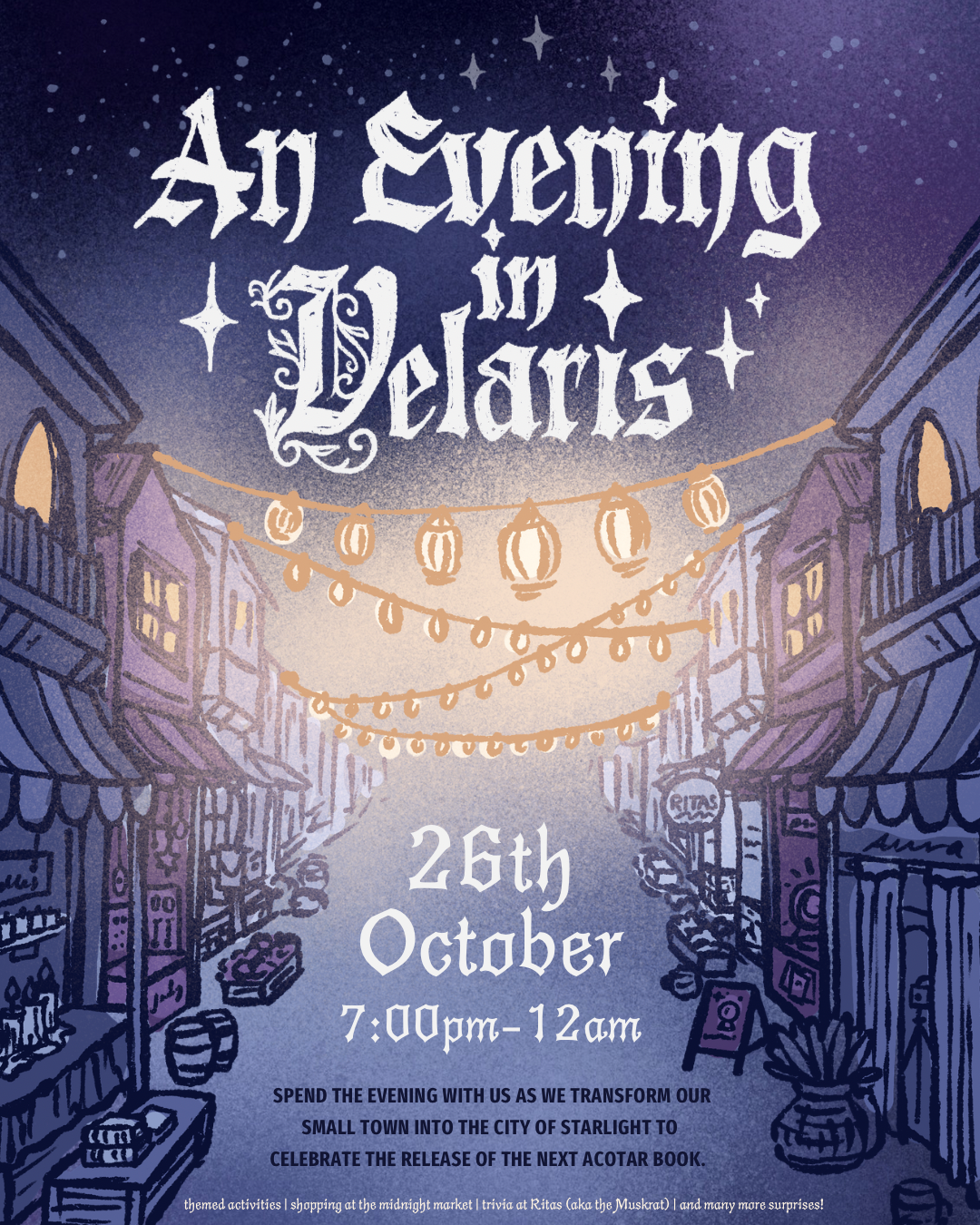 EVENT TICKET INCLUDES YOUR ACOTAR 6 BOOK - An Evening In Velaris - ACOTAR 6 Midnight Release Party - Oct 26th